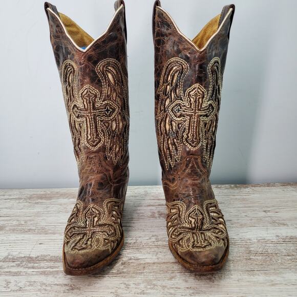 Botas Don Pedro Glitter Cross Inlay Western Boots Mex 22.5 US 5.5 - Picture 3 of 9